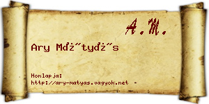 Ary Mátyás névjegykártya