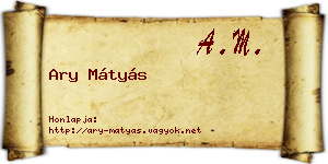 Ary Mátyás névjegykártya